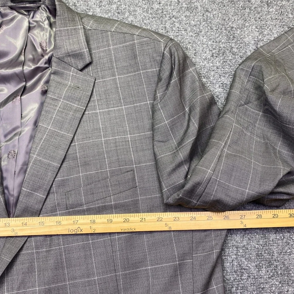Lauren Ralph‎ Lauren Grey Plaid Wool Blazer Mens 50R Sport Coat 2565 Preppy